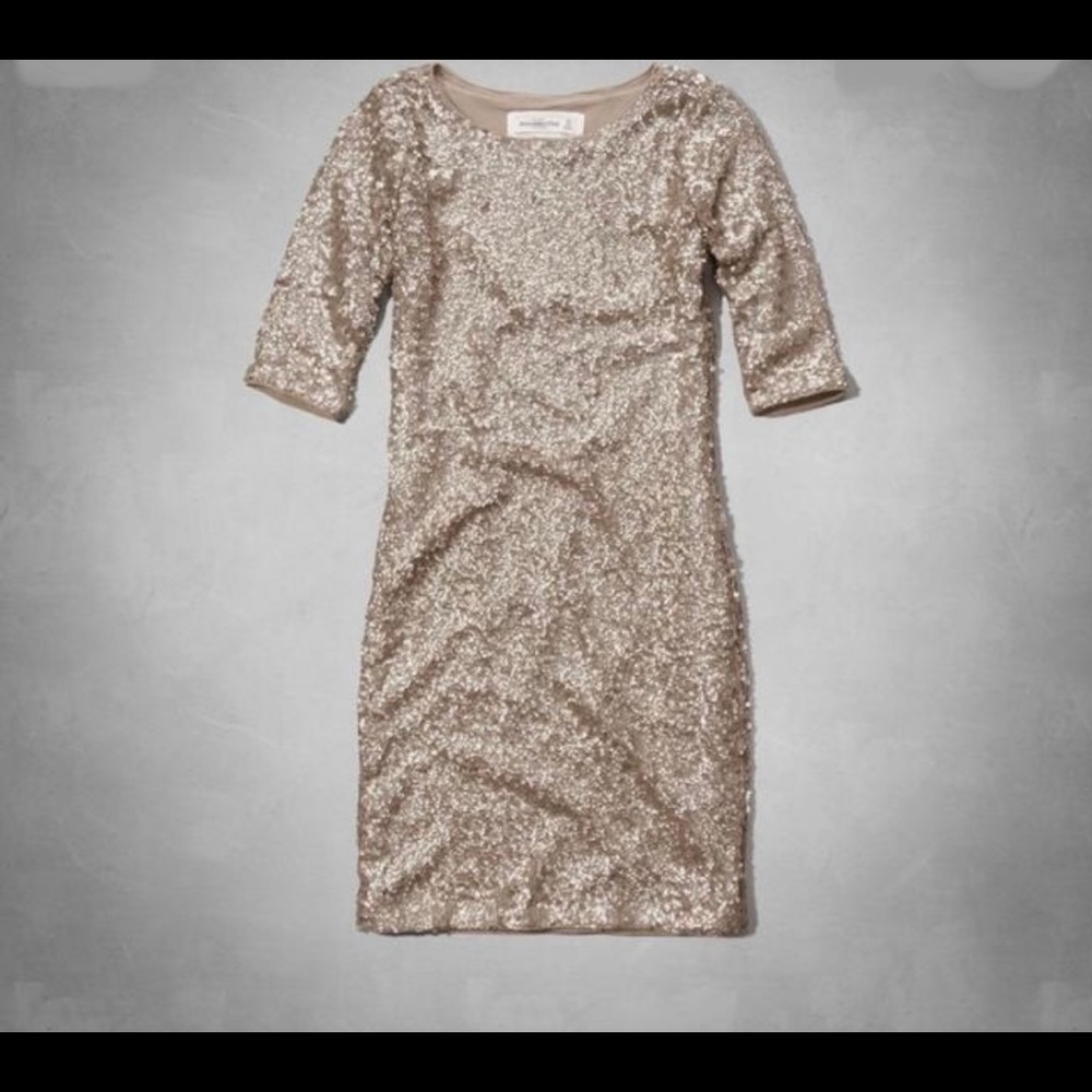 Abercrombie & Fitch | Sequin 3/4 Sleeve Mini Dress | Gold | Women’s | Small - Picture 2 of 3